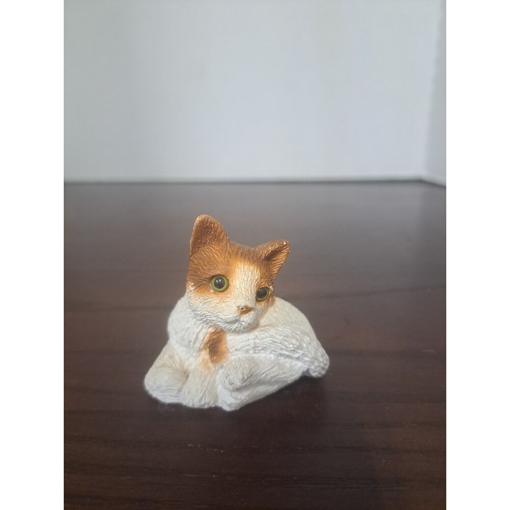 Brown And White Kitten Resin Figurine